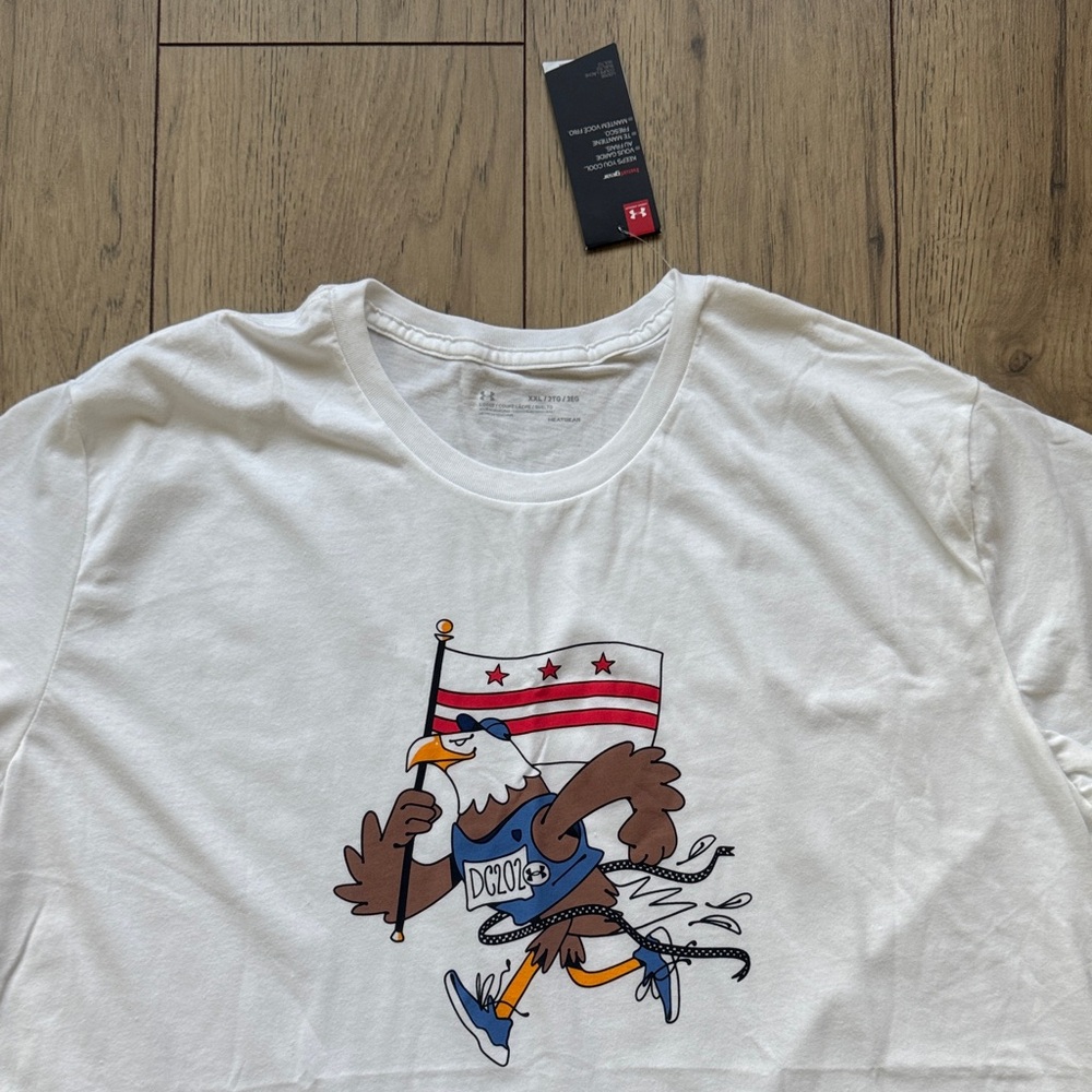 NWT Under Armour Washington DC Eagle Running HeatGear White T-Shirt Men’s 2XL